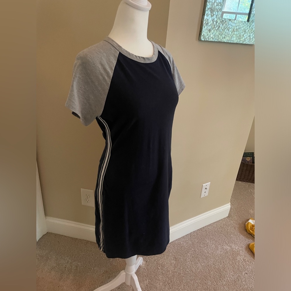 Baseball tee dress with side stripes